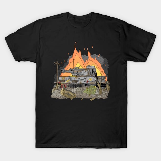 a tiger tank on the eastern front. T-Shirt by JJadx